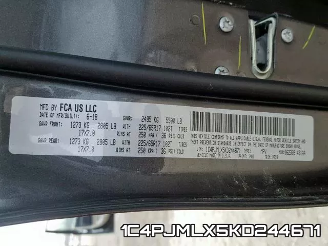 1C4PJMLX5KD244671 фото 2