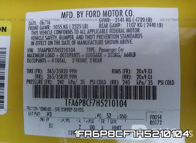 1FA6P8CF7H5210104 фото 10