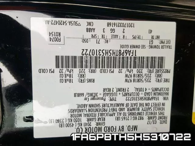 1FA6P8TH5H5310722 фото 2