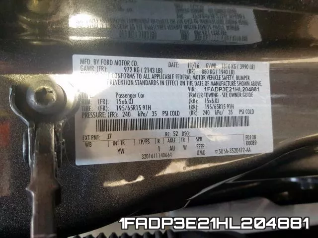 1FADP3E21HL204881 фото 2