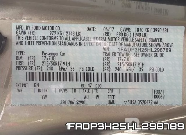 1FADP3H25HL298789 фото 10