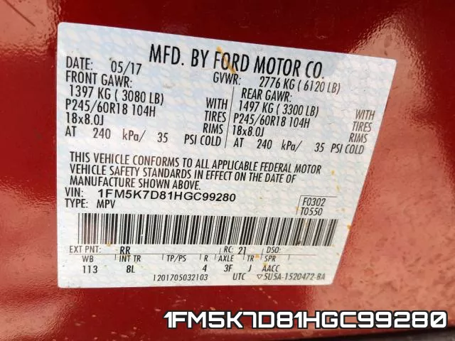 1FM5K7D81HGC99280 фото 2