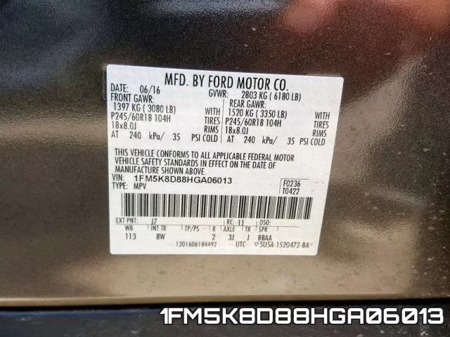 1FM5K8D88HGA06013 фото 2