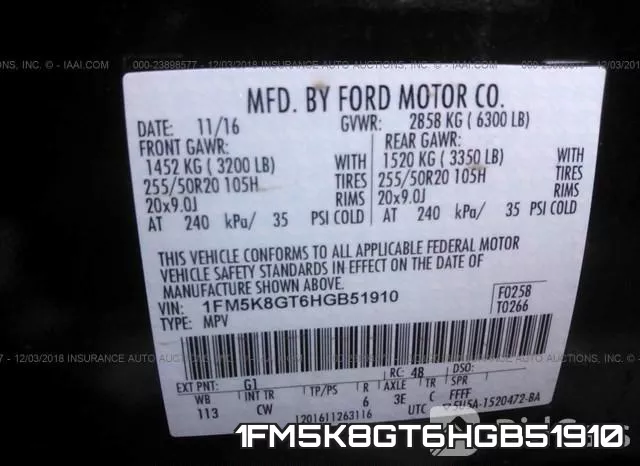 1FM5K8GT6HGB51910 фото 10