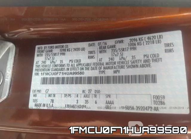 1FMCU0F71HUA99580 фото 10