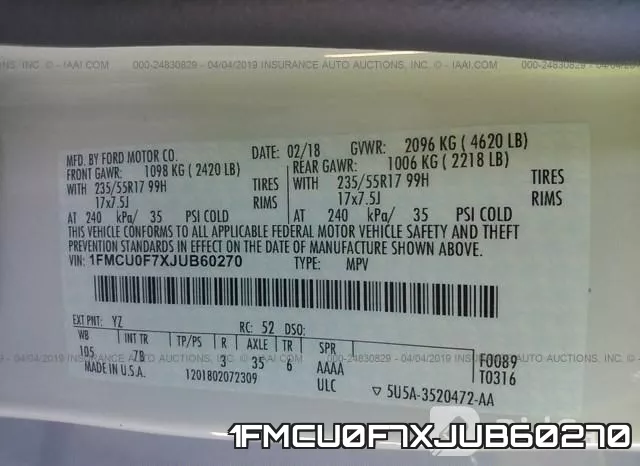1FMCU0F7XJUB60270 фото 10