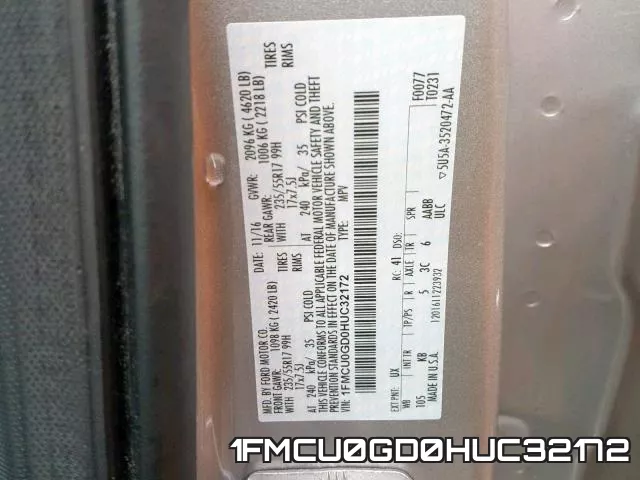 1FMCU0GD0HUC32172 фото 2