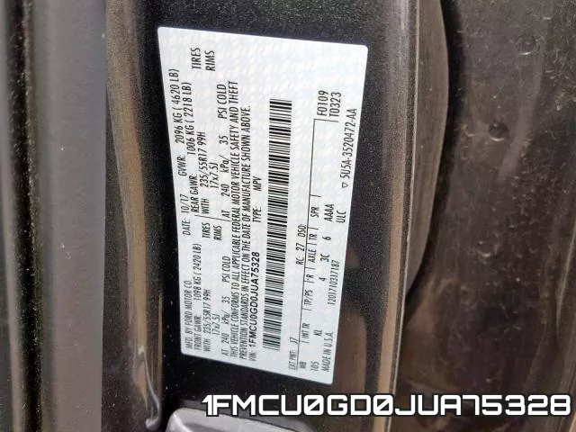 1FMCU0GD0JUA75328 фото 2