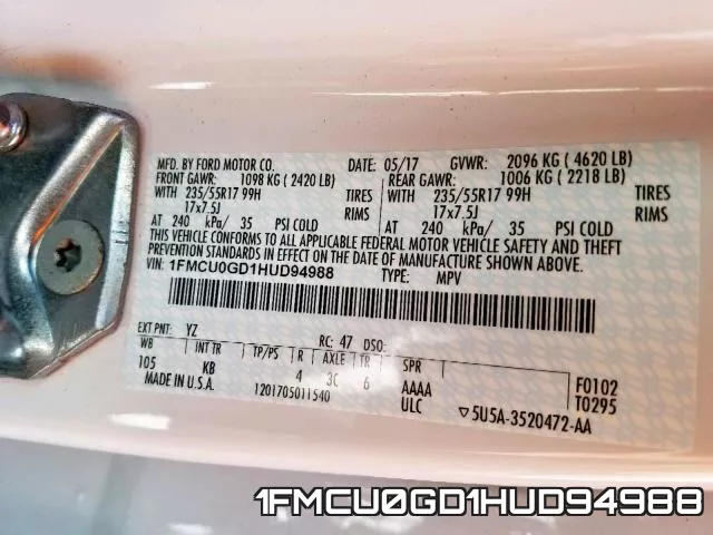 1FMCU0GD1HUD94988 фото 2