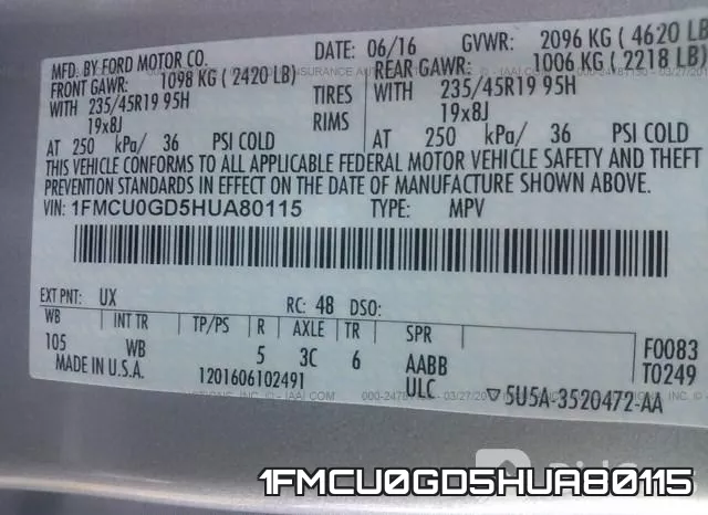 1FMCU0GD5HUA80115 фото 10