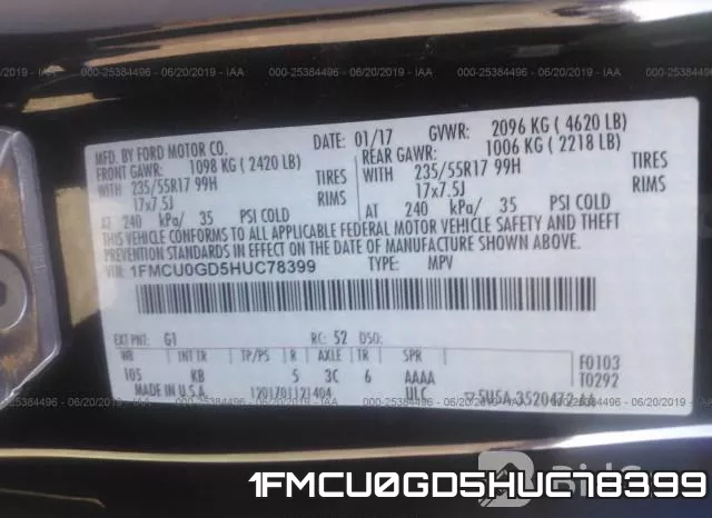 1FMCU0GD5HUC78399 фото 10