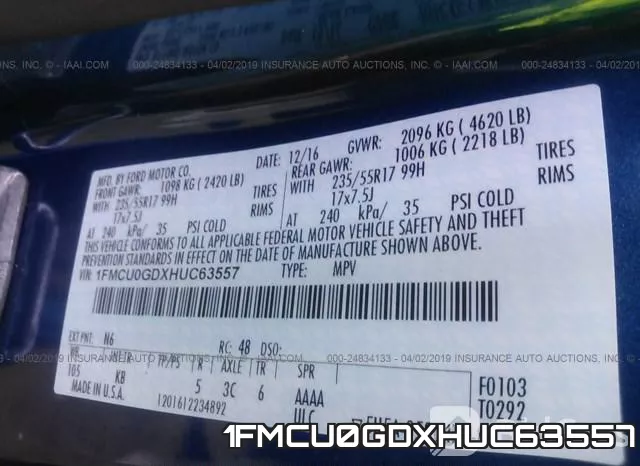 1FMCU0GDXHUC63557 фото 10