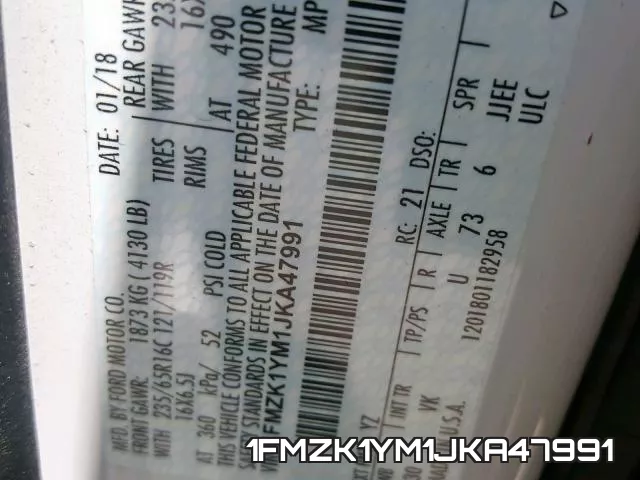 1FMZK1YM1JKA47991 фото 2