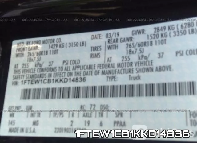 1FTEW1CB1KKD14836 фото 10