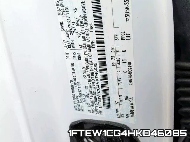 1FTEW1CG4HKD46085 фото 2