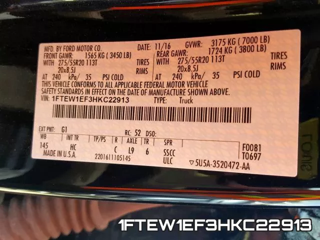1FTEW1EF3HKC22913 фото 2