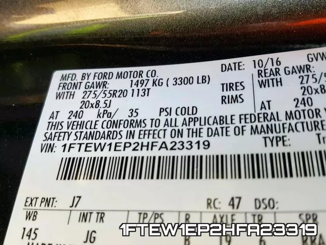 1FTEW1EP2HFA23319 фото 2