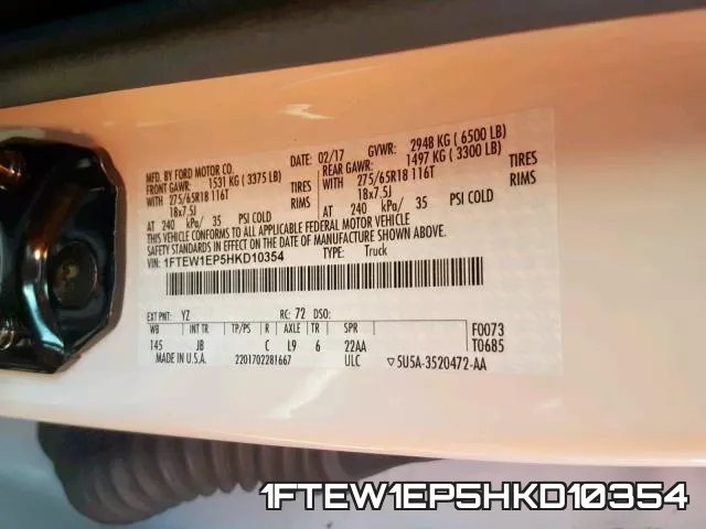 1FTEW1EP5HKD10354 фото 2