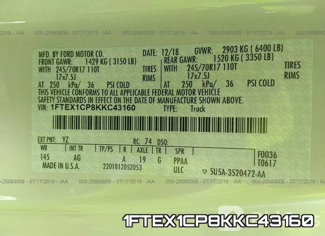 1FTEX1CP8KKC43160 фото 10