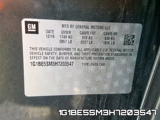 1G1BE5SM3H7203547 фото 2