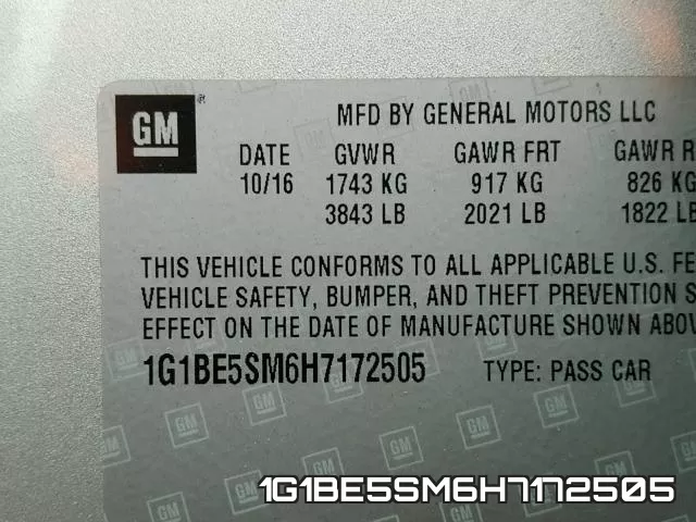 1G1BE5SM6H7172505 фото 2