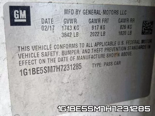 1G1BE5SM7H7231285 фото 2
