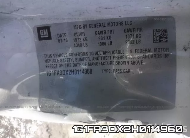 1G1FA3DX2H0114960 фото 10