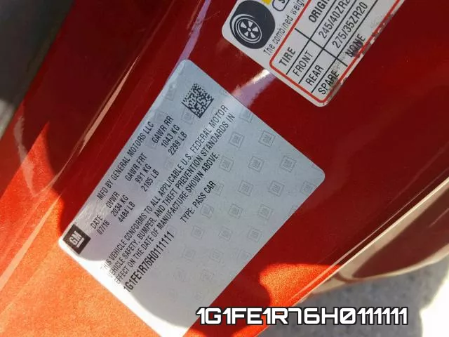 1G1FE1R76H0111111 фото 2