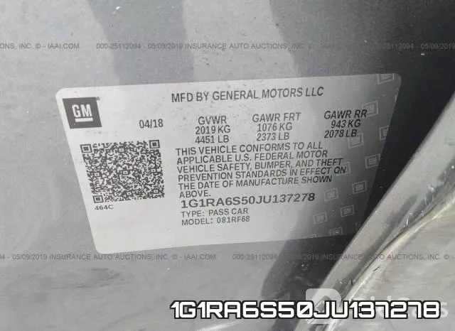 1G1RA6S50JU137278 фото 10