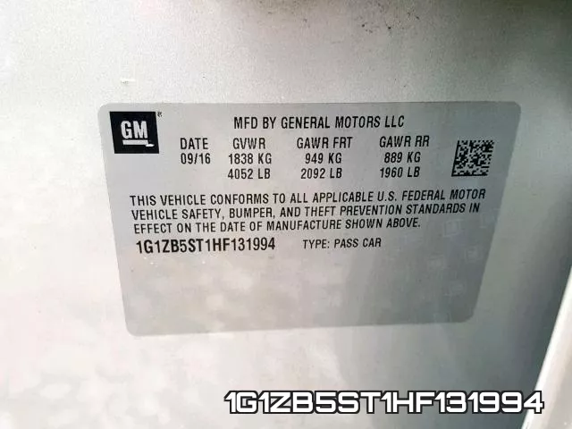 1G1ZB5ST1HF131994 фото 2