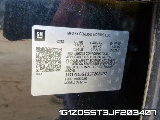 1G1ZD5ST3JF203407 фото 2