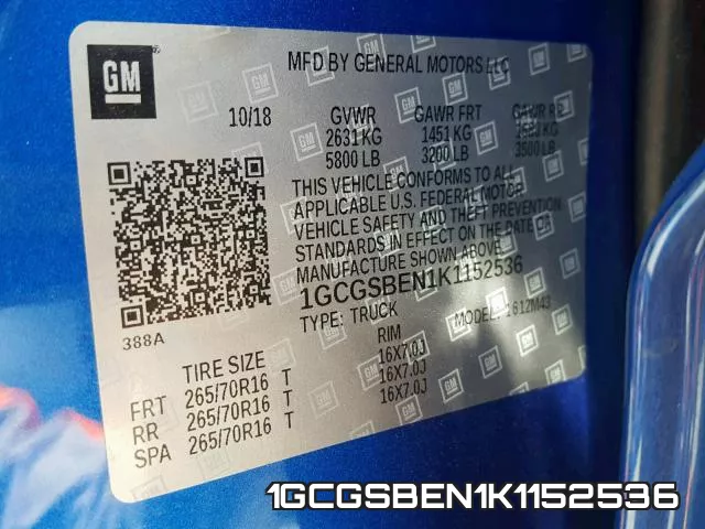 1GCGSBEN1K1152536 фото 2