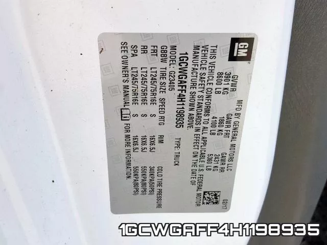1GCWGAFF4H1198935 фото 2