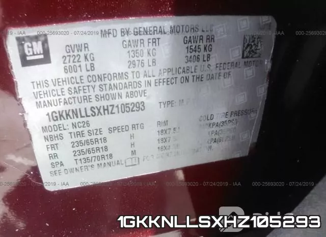 1GKKNLLSXHZ105293 фото 10