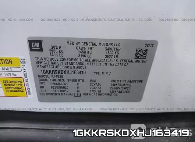 1GKKRSKDXHJ163419 фото 10