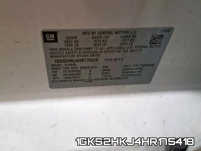 1GKS2HKJ4HR175418 фото 2