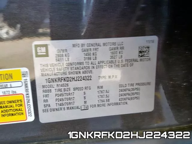 1GNKRFKD2HJ224322 фото 2