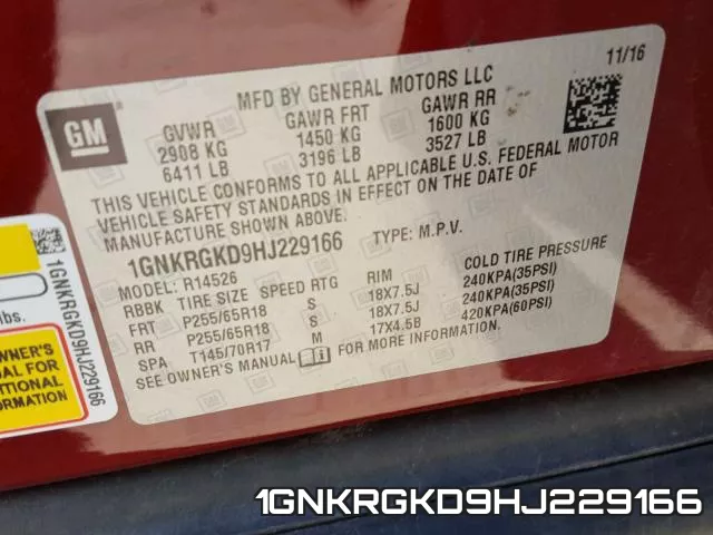 1GNKRGKD9HJ229166 фото 2