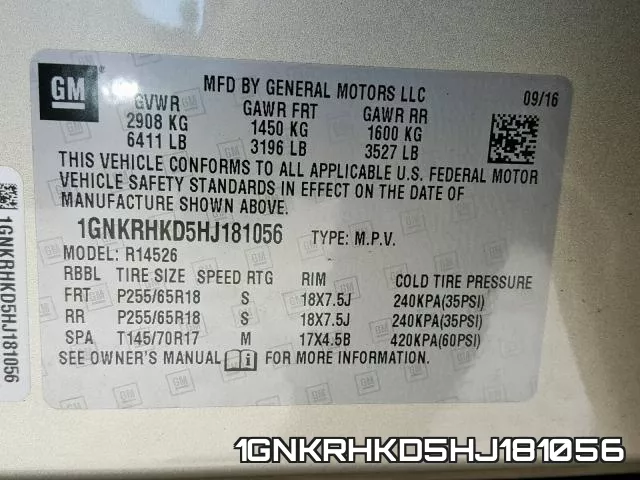 1GNKRHKD5HJ181056 фото 2