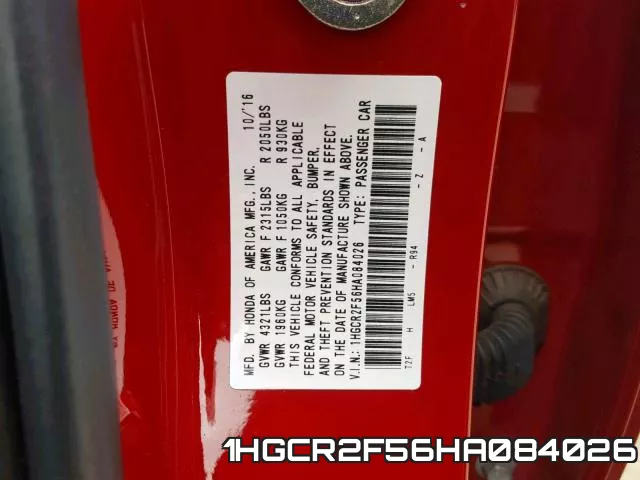 1HGCR2F56HA084026 фото 2