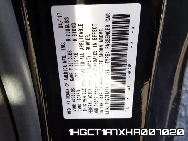 1HGCT1A7XHA007020 фото 2