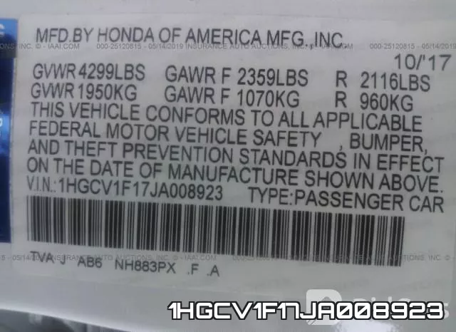 1HGCV1F17JA008923 фото 10