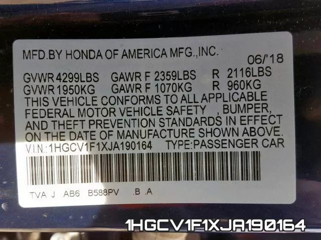 1HGCV1F1XJA190164 фото 2