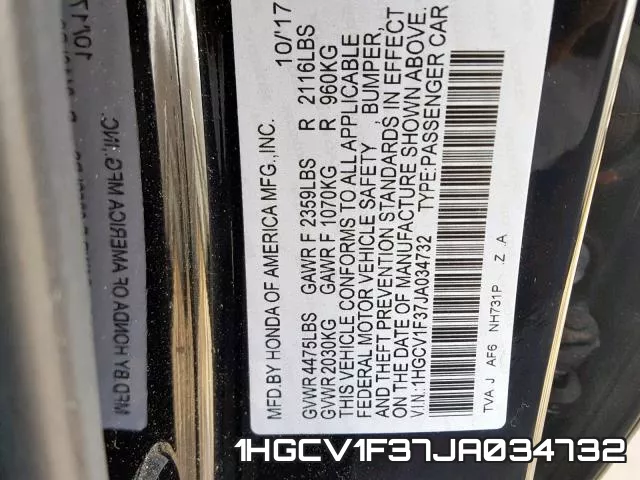 1HGCV1F37JA034732 фото 2