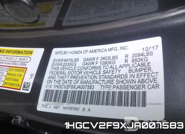 1HGCV2F9XJA007583 фото 10