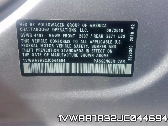 1VWAA7A32JC044694 фото 2