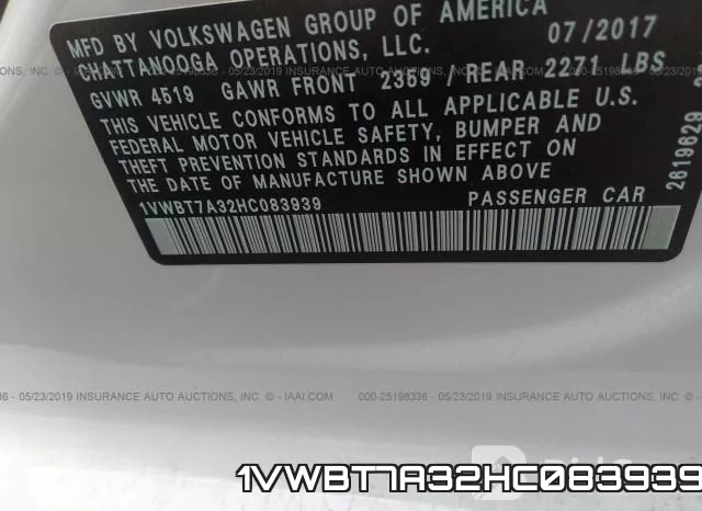 1VWBT7A32HC083939 фото 10