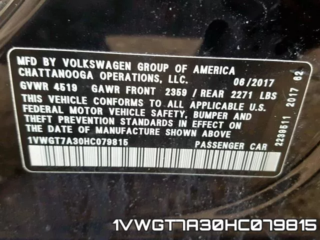 1VWGT7A30HC079815 фото 2