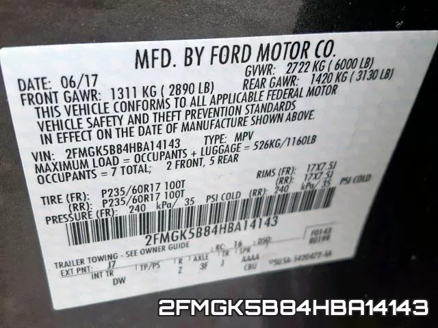 2FMGK5B84HBA14143 фото 2
