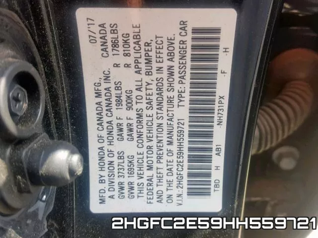 2HGFC2E59HH559721 фото 2